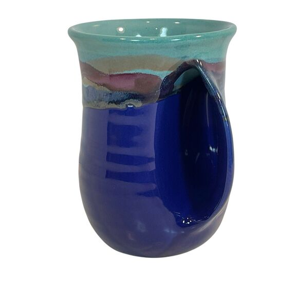Neher Pottery Clay in Motion Hand Warmer Coffee Mug New Signed Right Handed 14oz - Picture 2 of 8